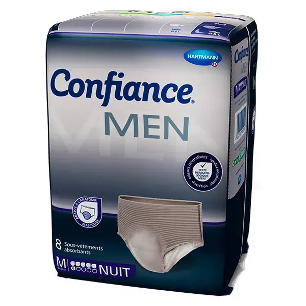 Hartmann Confidence Men Night Absorbency 6 Drops Tamanho M 8 Cuecas