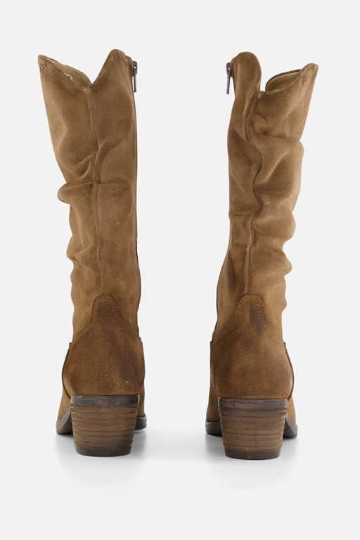 Aqa Hoge plooi laarzen taupe Suede