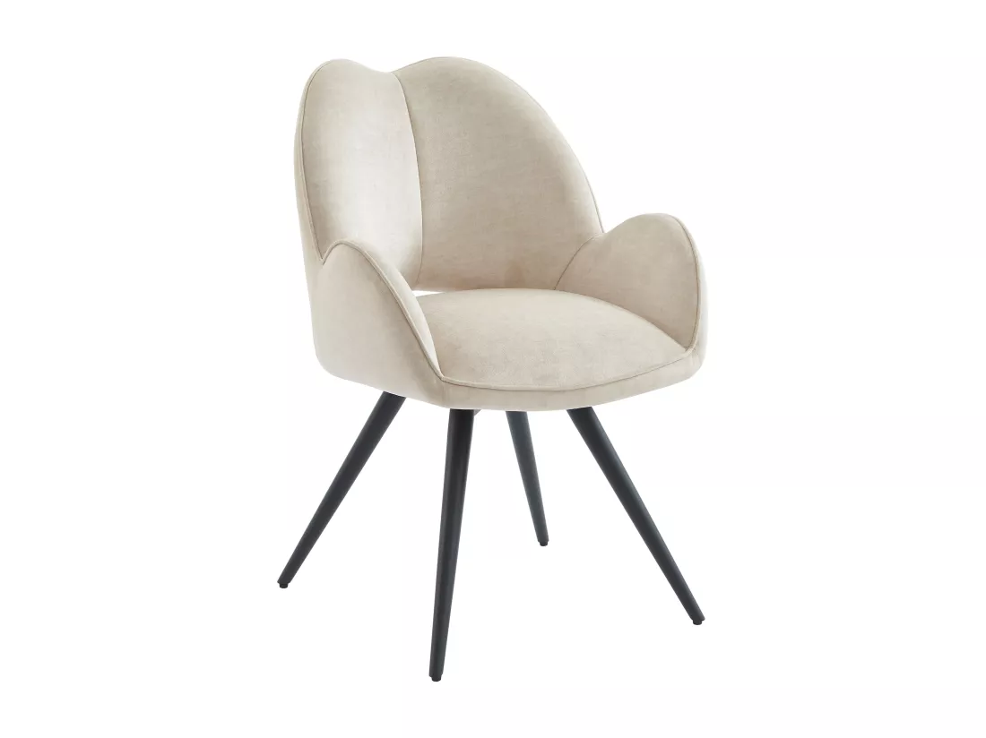 Lot de 6 chaises pivotantes avec accoudoirs en tissu et métal noir - Beige - GULSUN de Maison Céphy