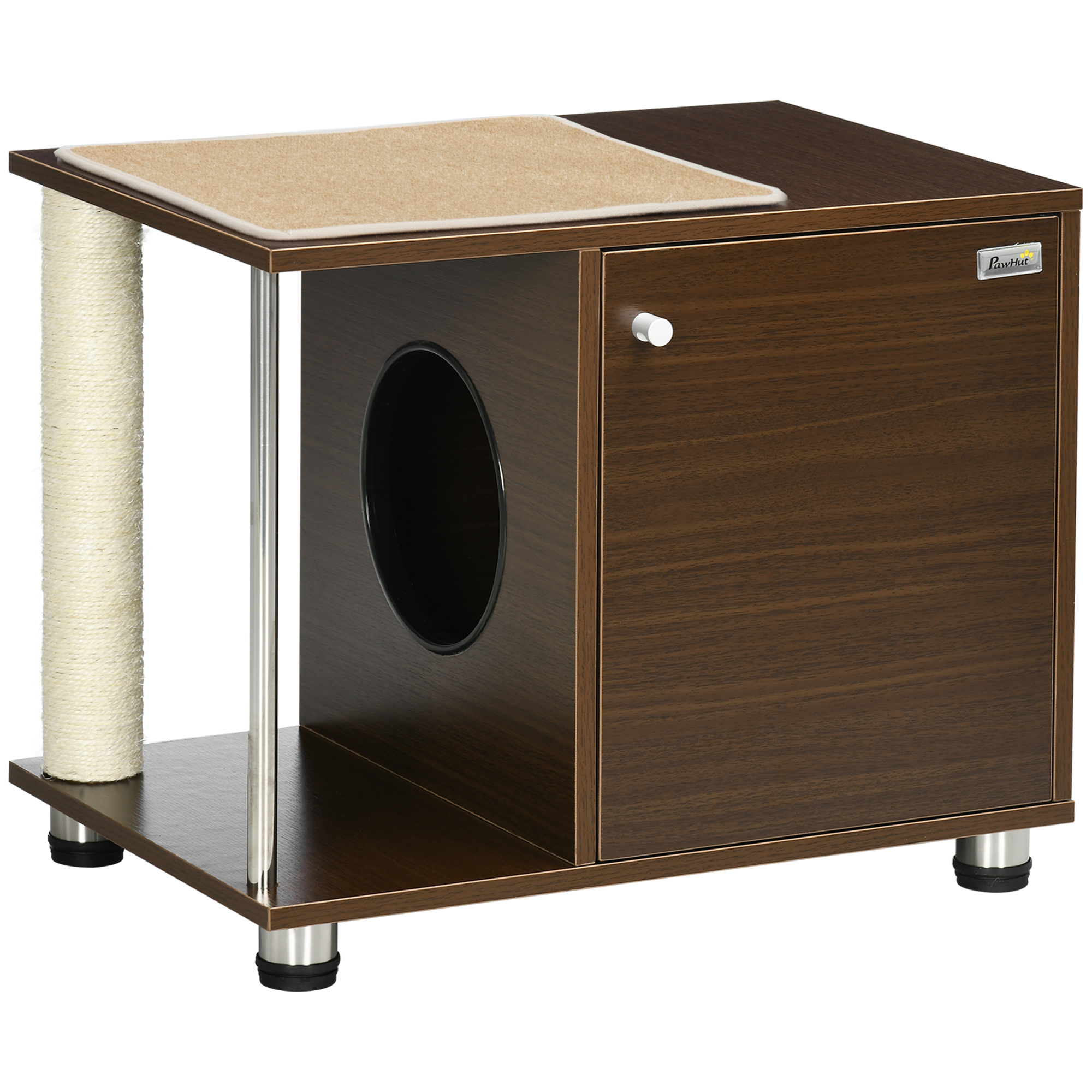 Mesa lateral com almofada para caixa de areia de gato PawHut