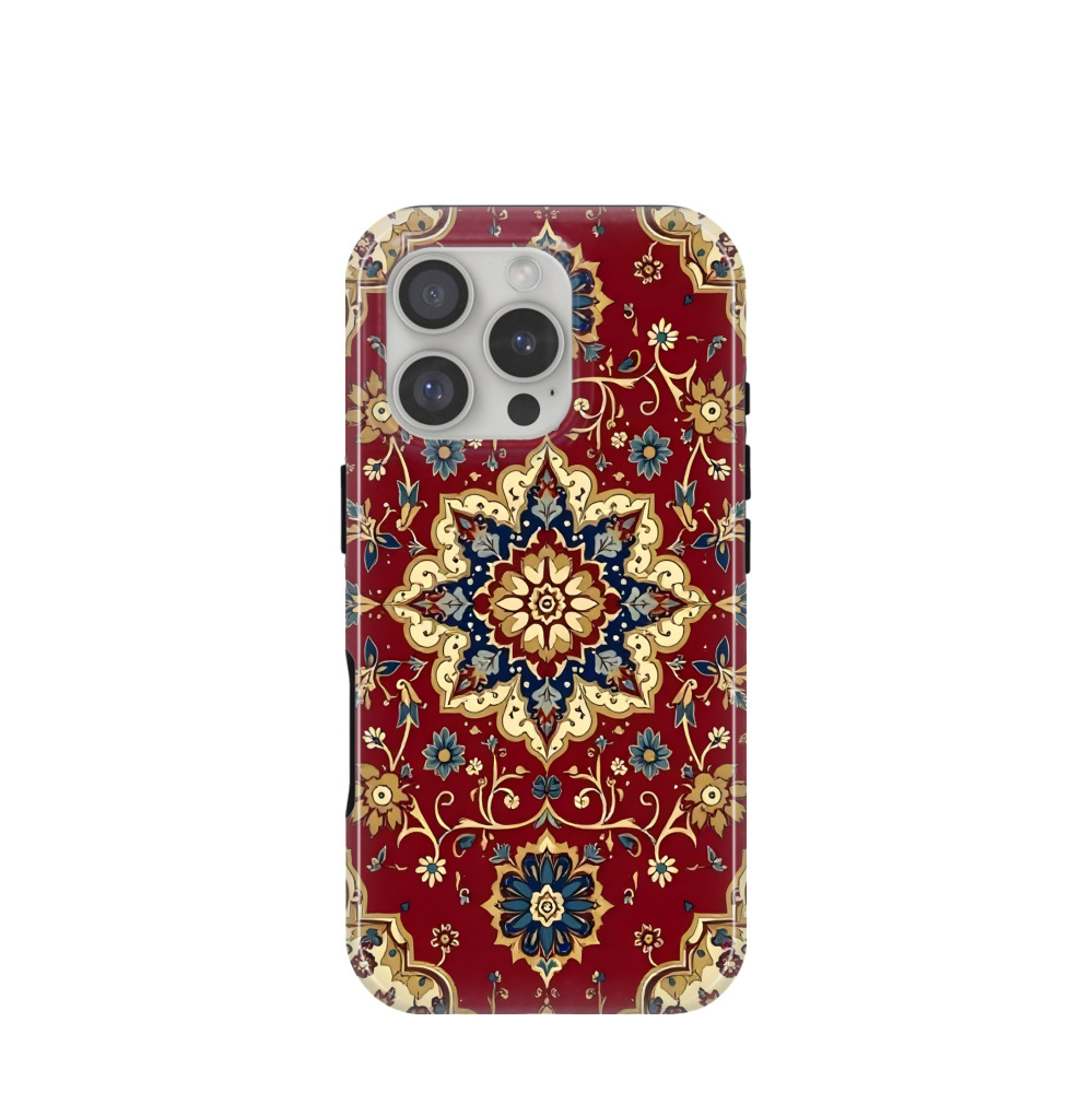 iPhone 16 Pro Hybrid (Kunststoff / Gummi) Hülle Orientalische Pracht 2 - Rot