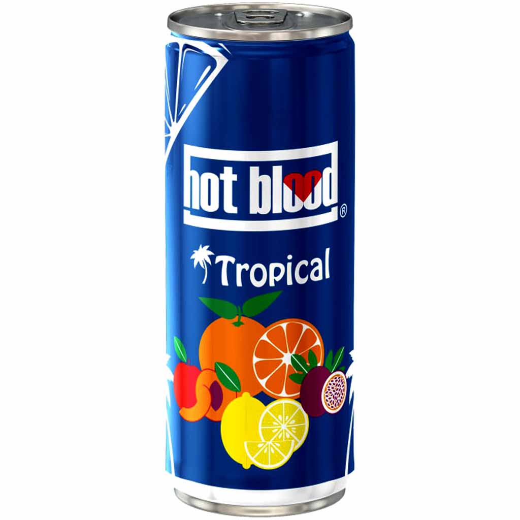 Hot Blood Tropical Erfrischungsgetränk Dosen 24 x 330ml MHD:9.3.26