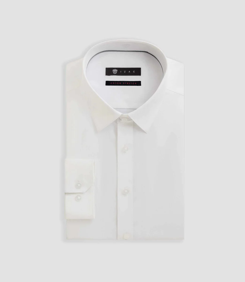 Chemise slim en popeline stretch blanche MALTE