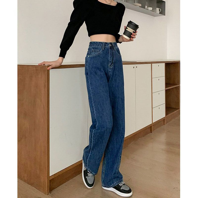 OGAWA - Hoge taille effen rechte jeans