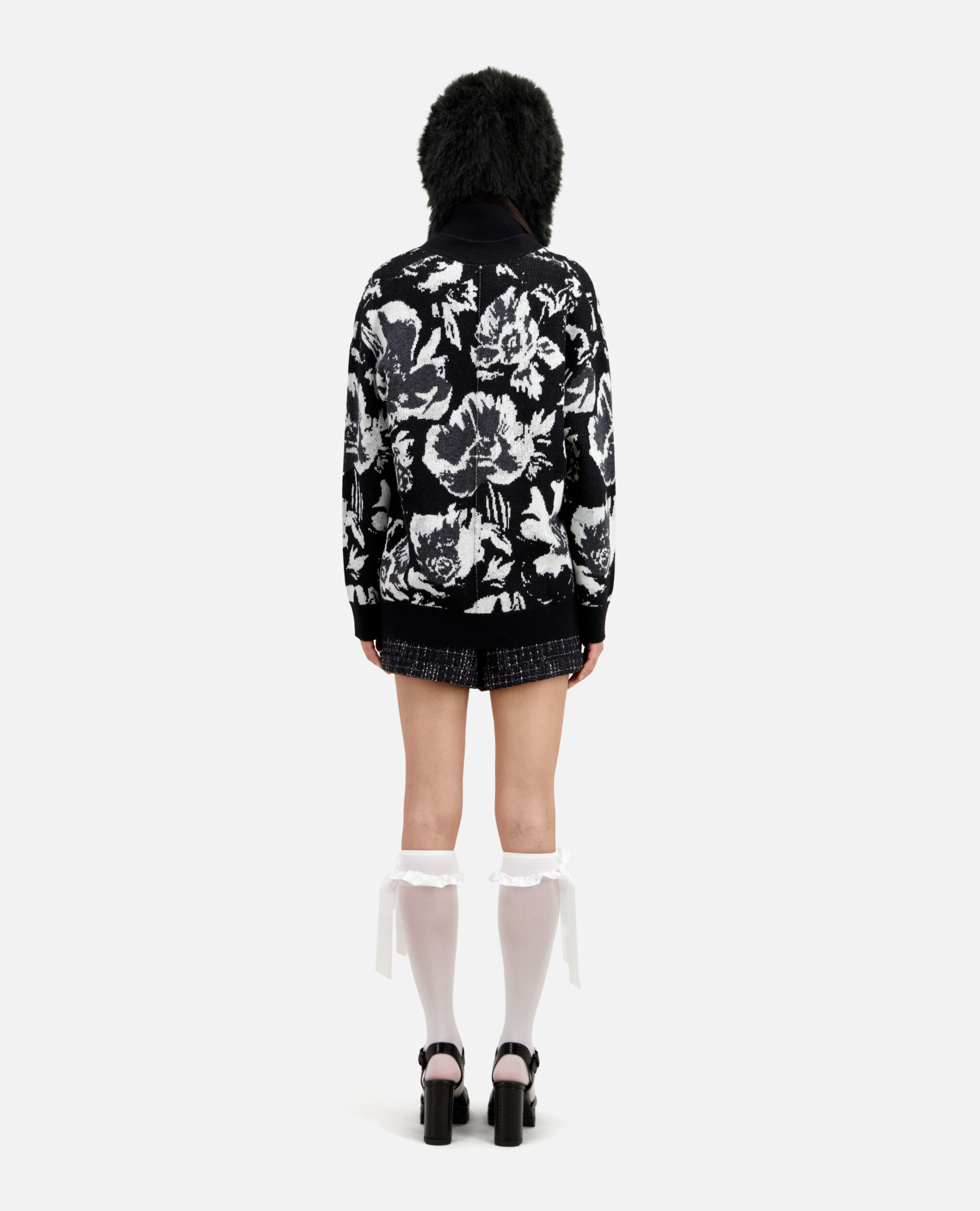 Wool-blend floral cardigan