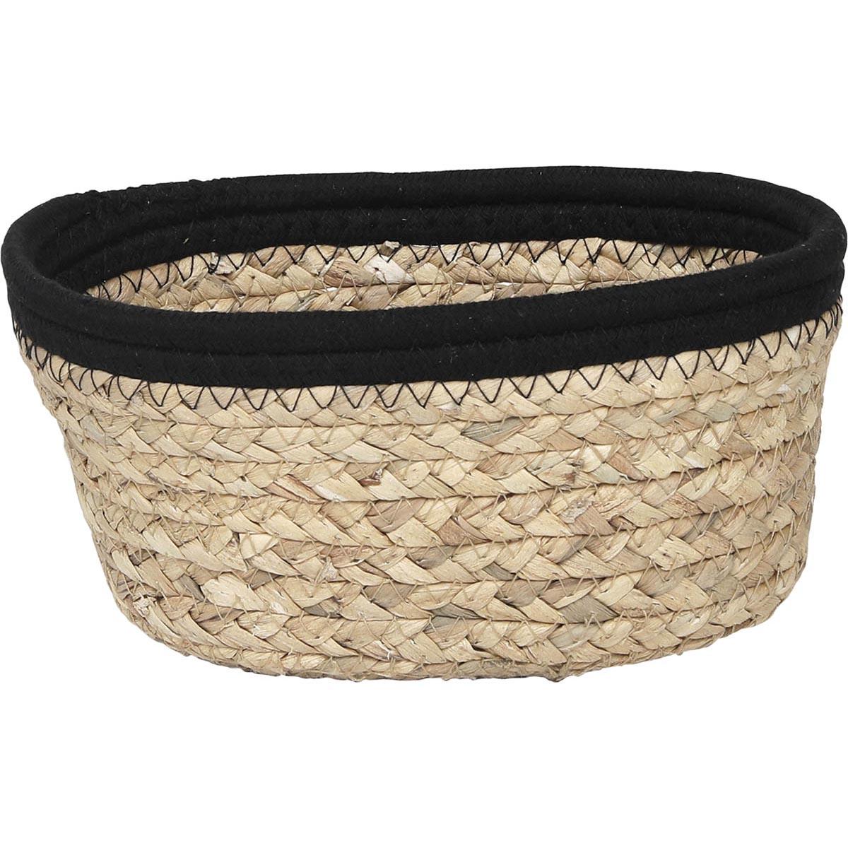 PANIER OVAL COTON MATIERE VEGETALE 21X16X9CM NOIR