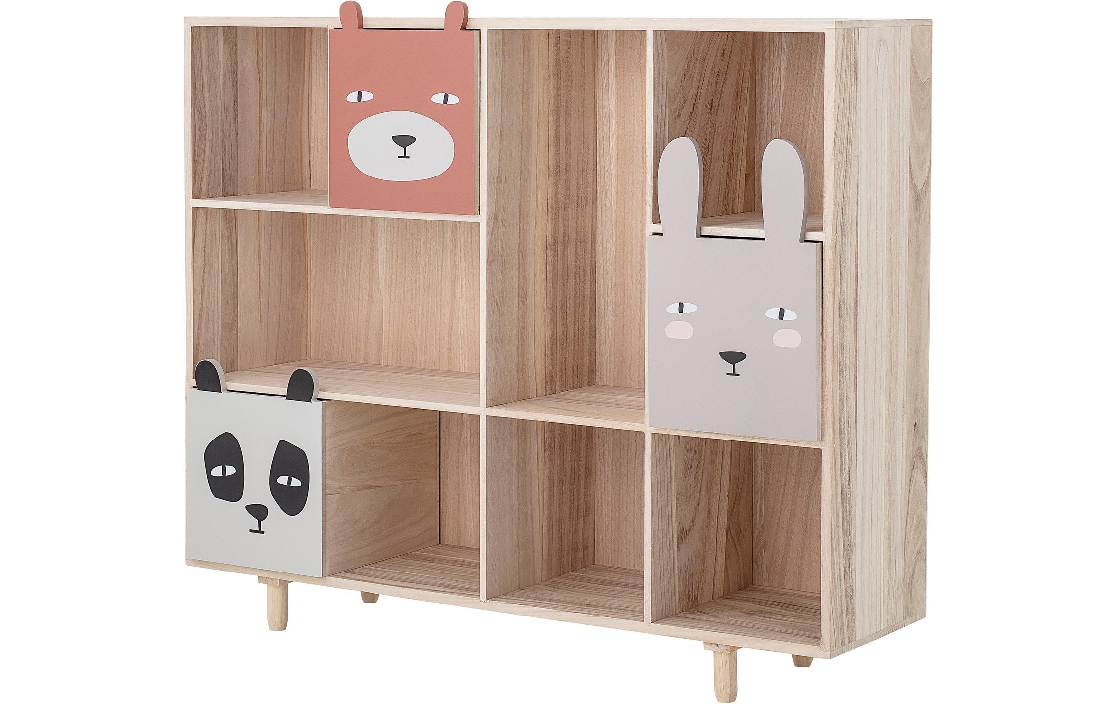 Bücherregal Calle mit Schubladen Natur, Paulownia<br>Kinderregal für Bücher und Spielzeug