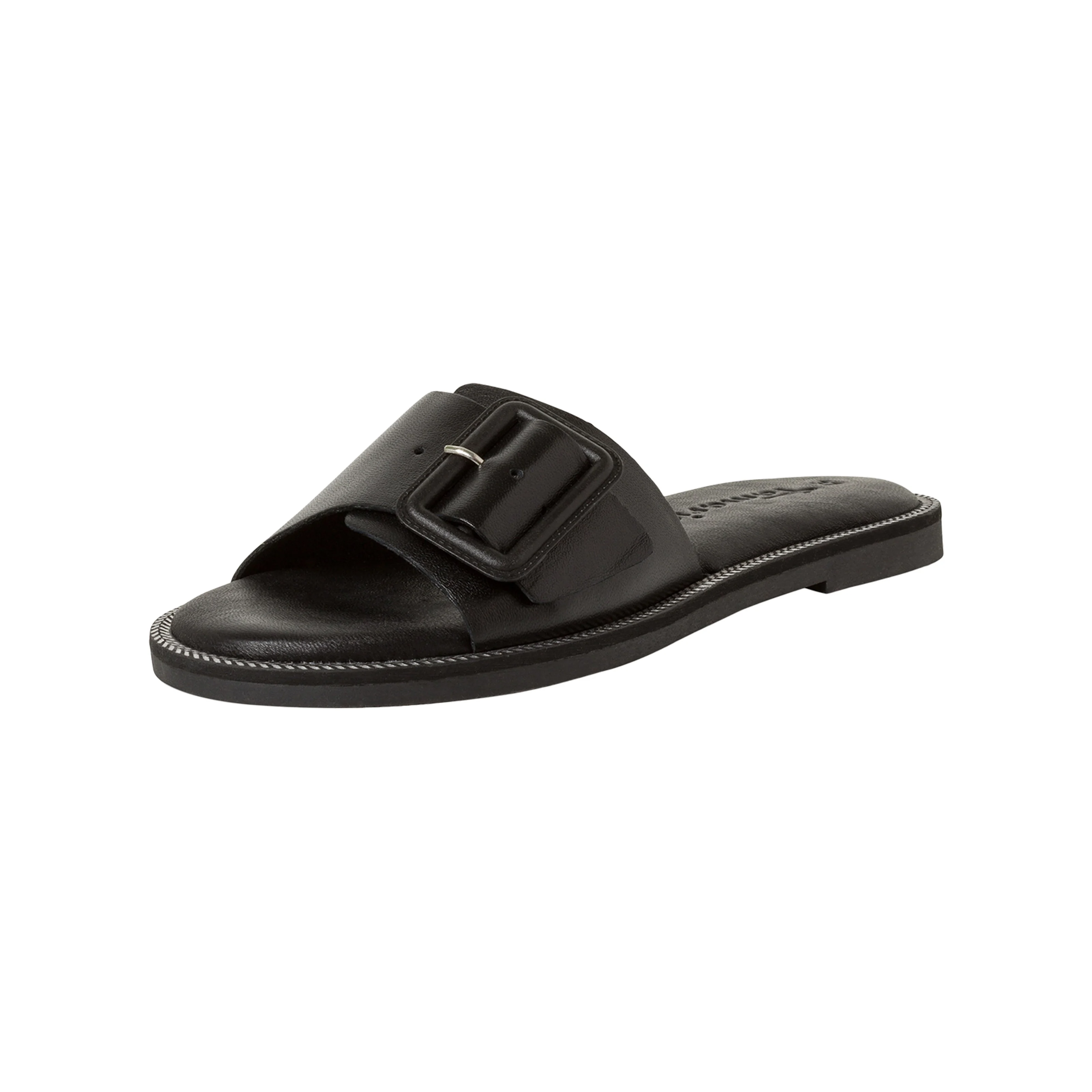 Sandales plates en cuir | Noir