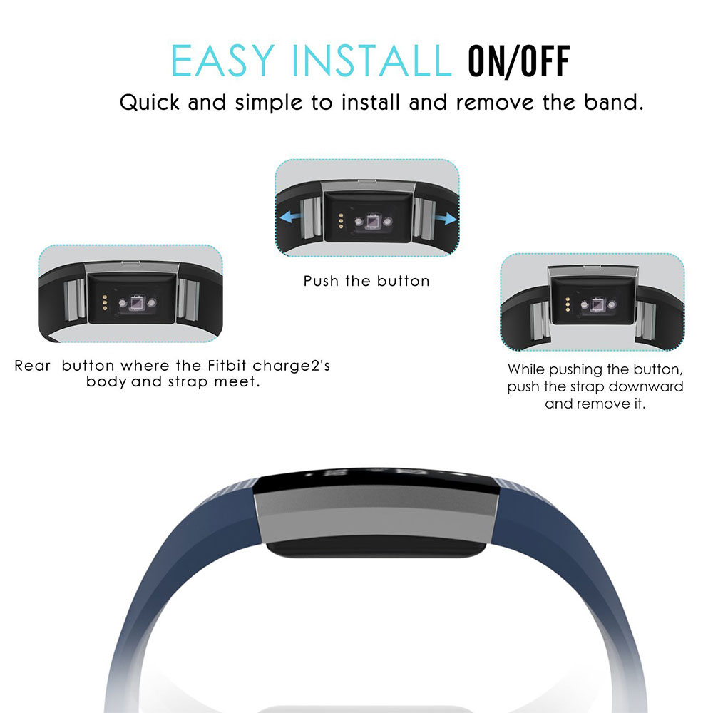 Fitbit Charge 2 Sport Armband aus Silikon (ohne Fitbit Fitness Tracker) - Dunkelblau