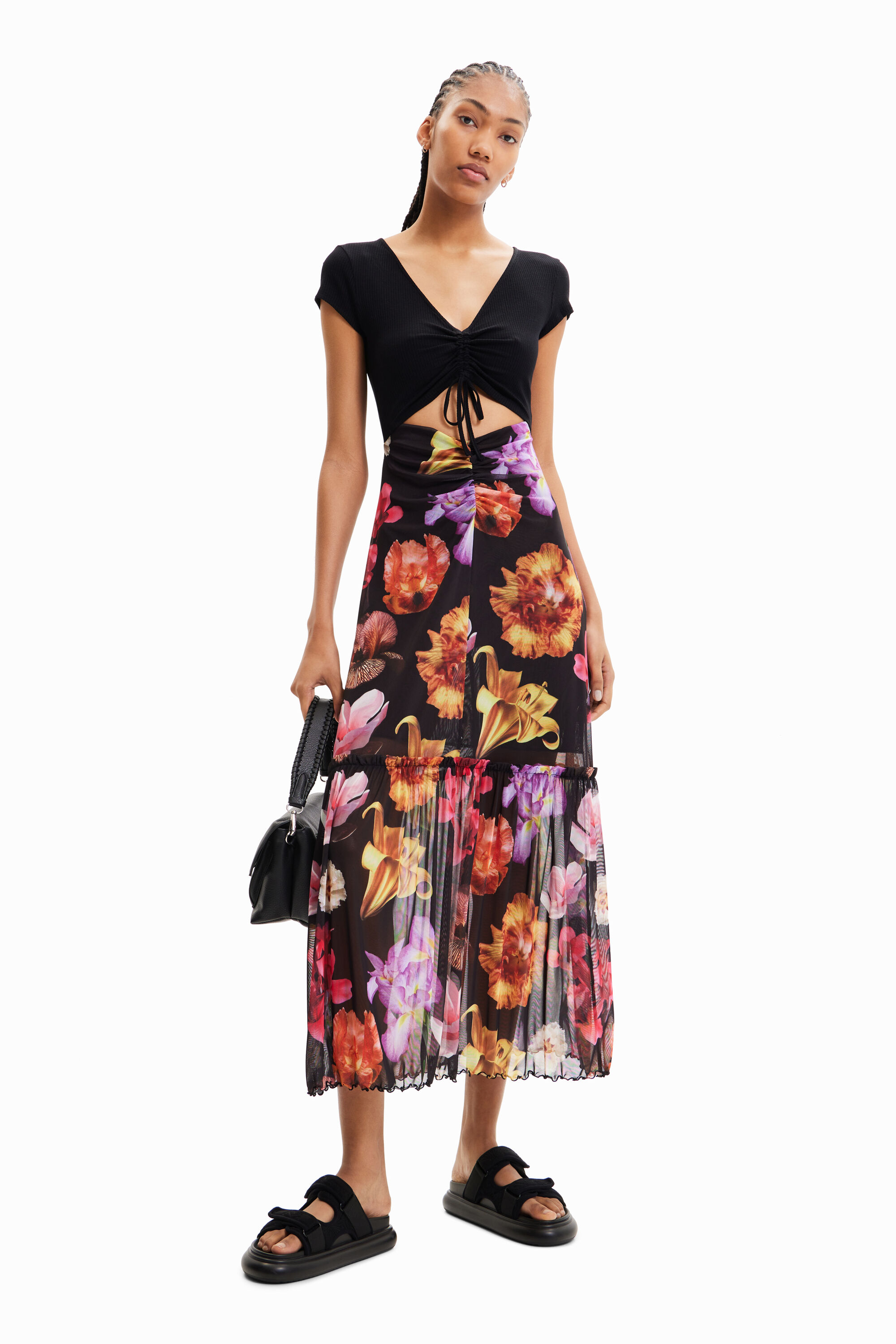 Robe longue combinée fleurs M. Christian Lacroix