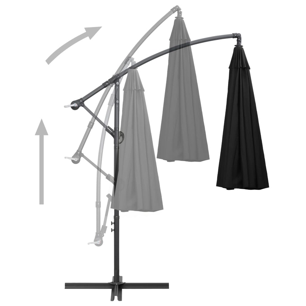 Parasol d'extérieur suspendu 3 m mât en aluminium noir