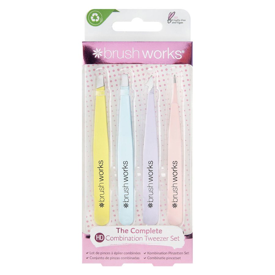 Brushworks HD Combination Tweezer Set Pastel