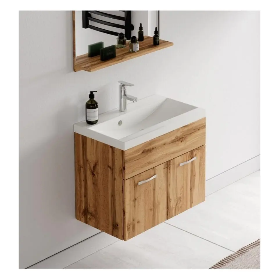 Badplaats Badkamermeubel Montreal 60 x 35 cm – Eiken – Wastafel met Onderkast