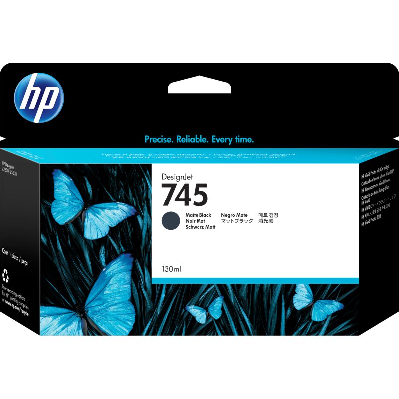 HP Cartouche d'encre DesignJet 745 noir mat, 130 ml