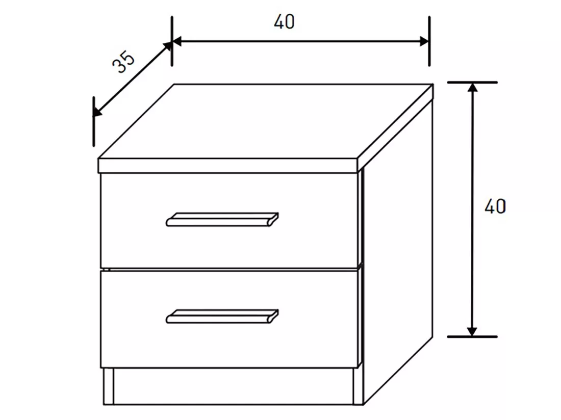Ensemble chambre à coucher, tête de lit + 2 tables chevets + commode + miroir coloris chêne cambrian, blanc