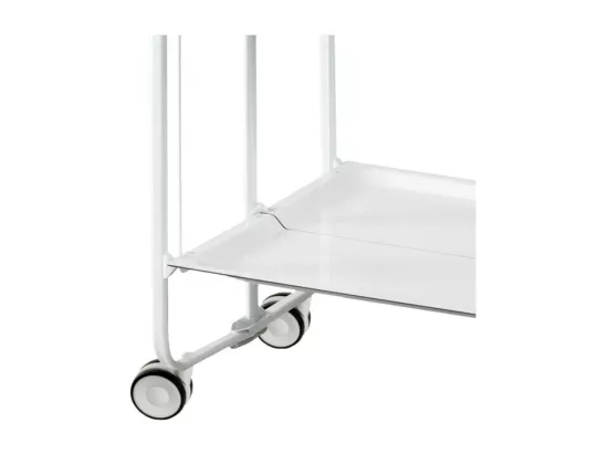 Chariot pliant à roulettes - Structure métallique blanche, 2 niveaux en stratifié blanc - 72*66*43 cm - BAUHAUS