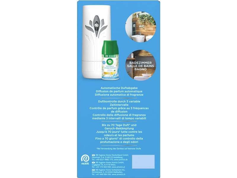 Air Wick Freshmatic Starter-Set Baumwolle und weisser Flied Freshmatic Starter-Set mit angenehmem Baumwolle- und Fliederduft