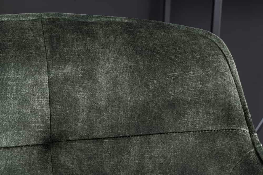 Design Barhocker EUPHORIA dunkelgrün Samt schwarze Metallbeine Barstuhl mit Lehne