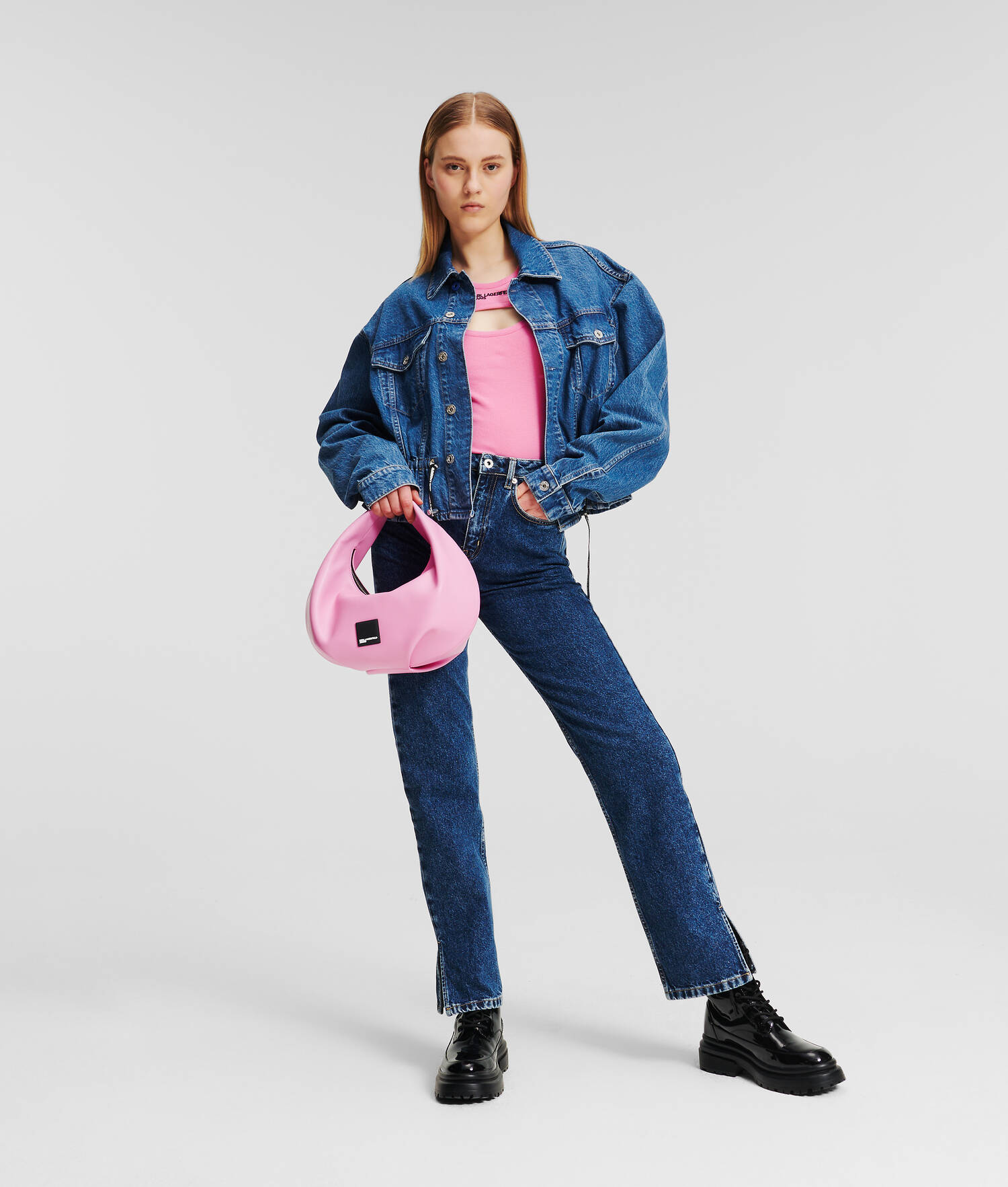 VESTE EN DENIM AVEC LIENS À LA TAILLE KLJ