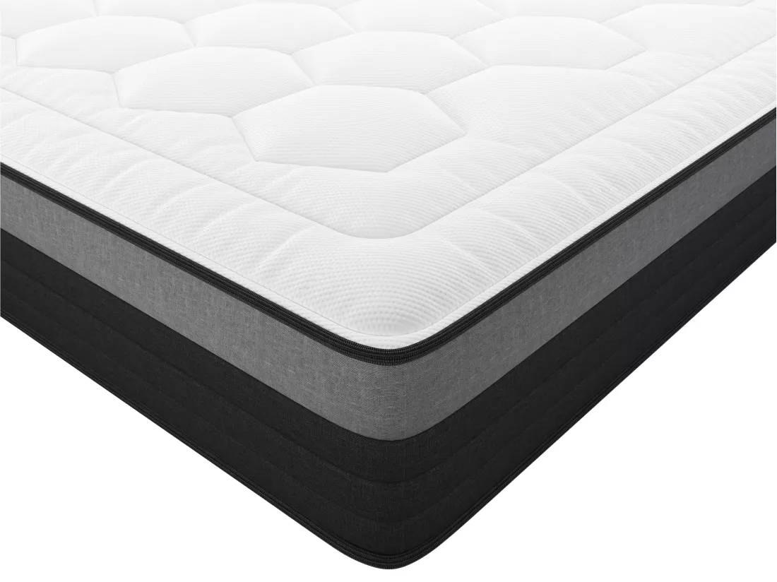 Ensemble 160 x 200 cm sommier coffre naturel clair + matelas hybride ressorts ensachés 7 zones et mémoire de forme ép.25cm - AMARANTE de NATUREA