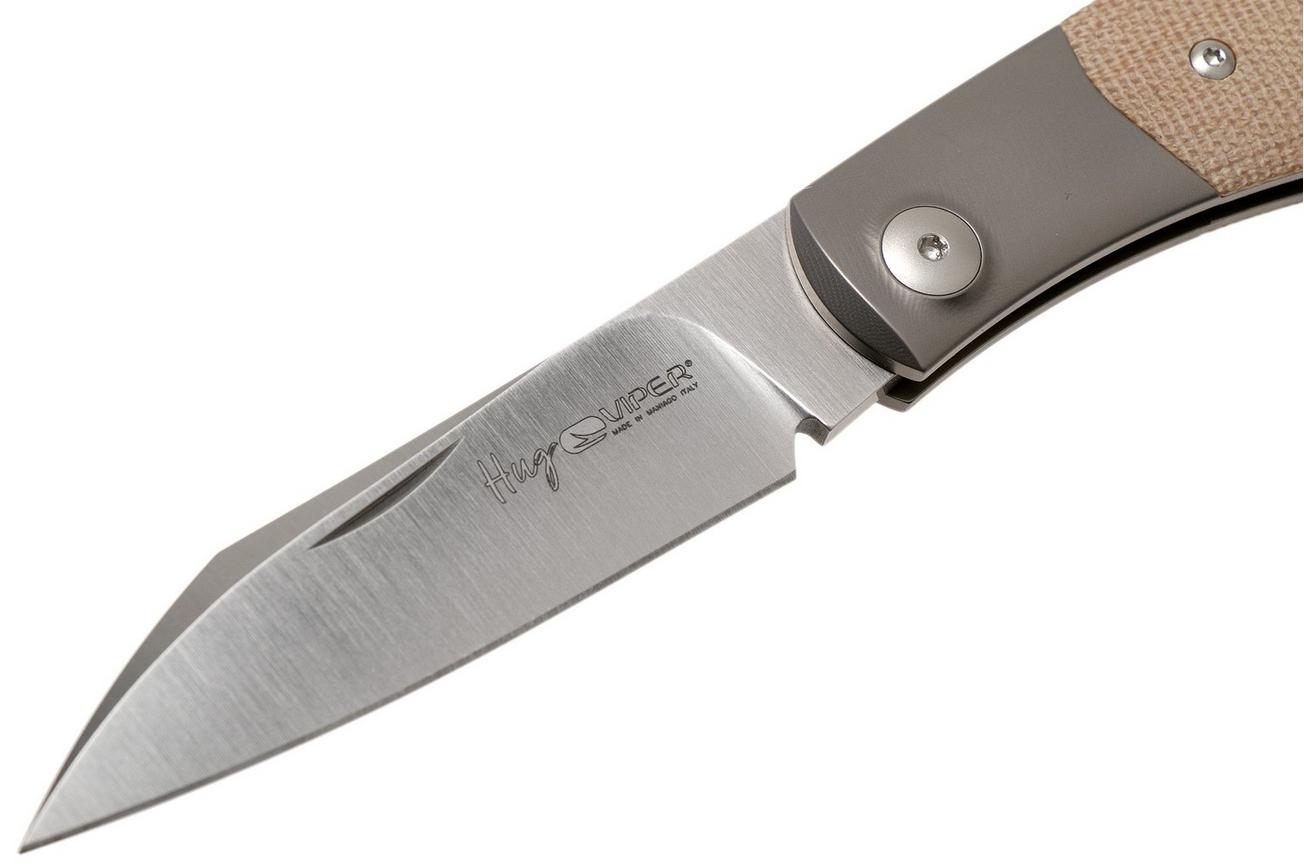 Viper Hug V5992CN Natural Canvas Micarta zakmes, Sacha Thiel design