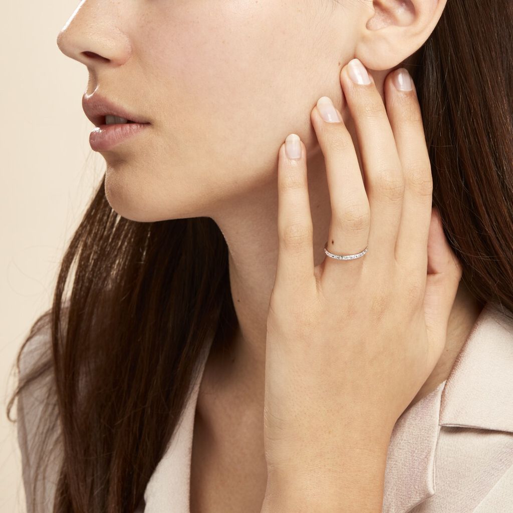 Alliance Fantaisie Diamantee Ruban Plat Or Blanc