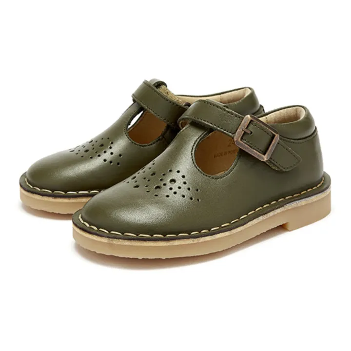 Young Soles Salomés T-Bar Scratchs Penny | Vert olive