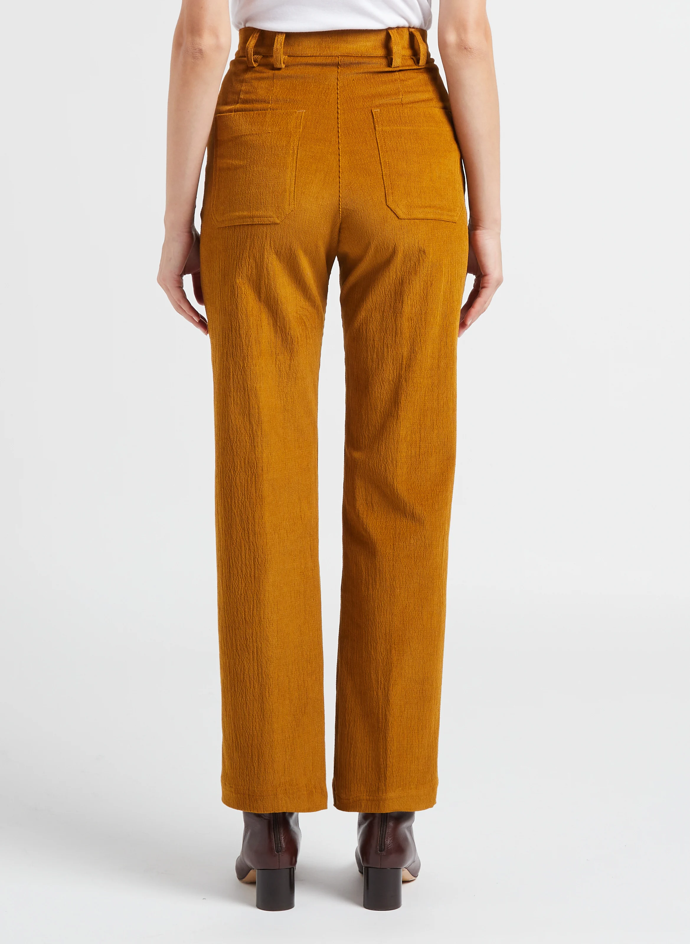 JACQUES - Pantalon droit fines côtes en coton mélangé| Beige