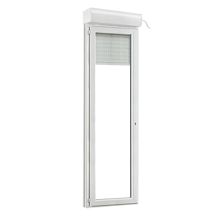 Porte fenêtre PVC 1 vantail tirant + volet roulant électrique GoodHome blanc - l.80 x h.215 cm, tirant gauche