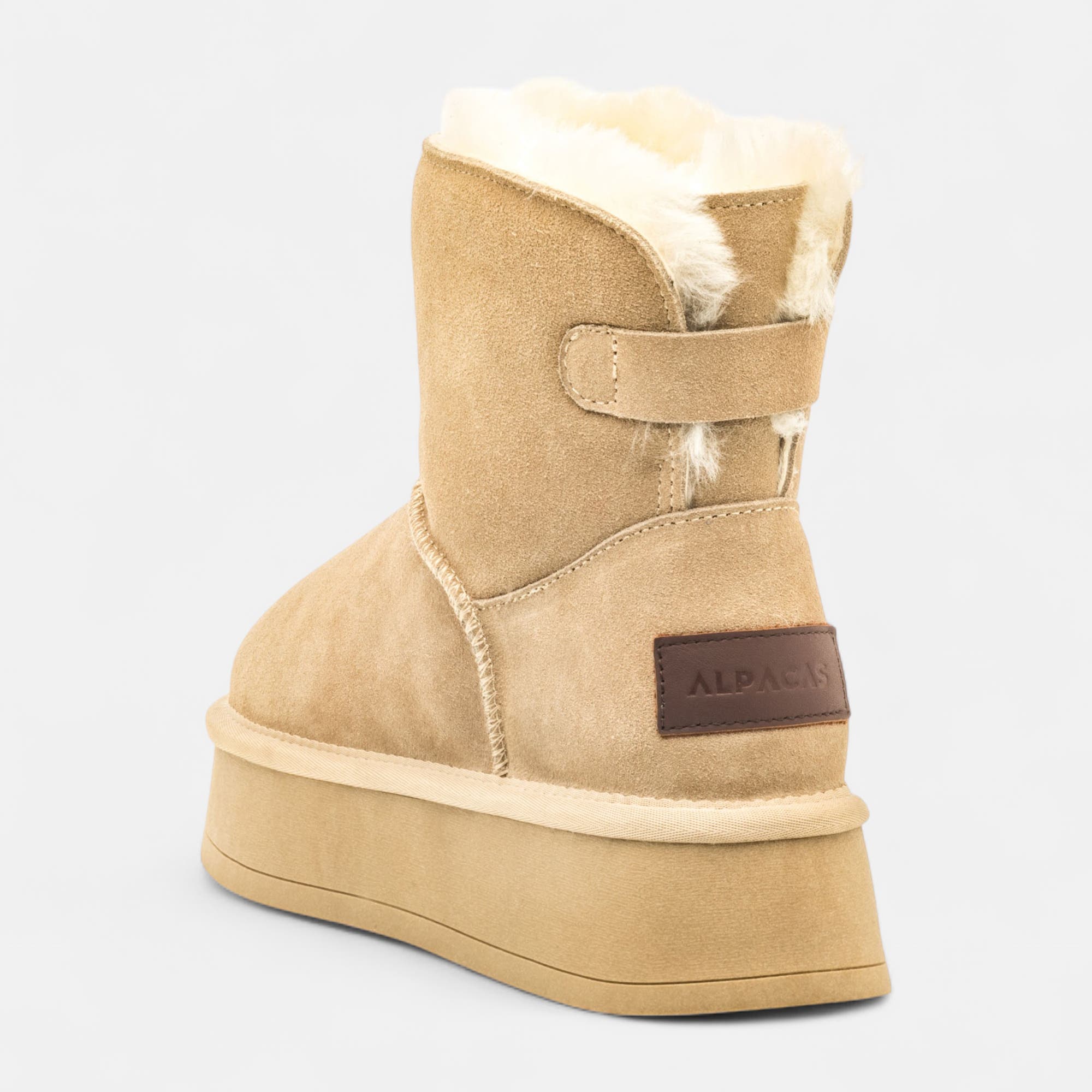 Boots Femme en cuir beige