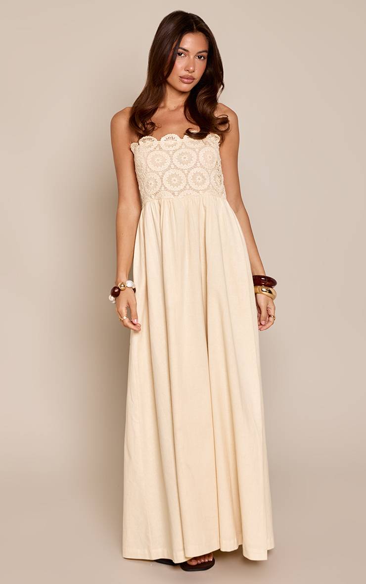 Citron Robe Maxi Bandeau À Détails Brodés