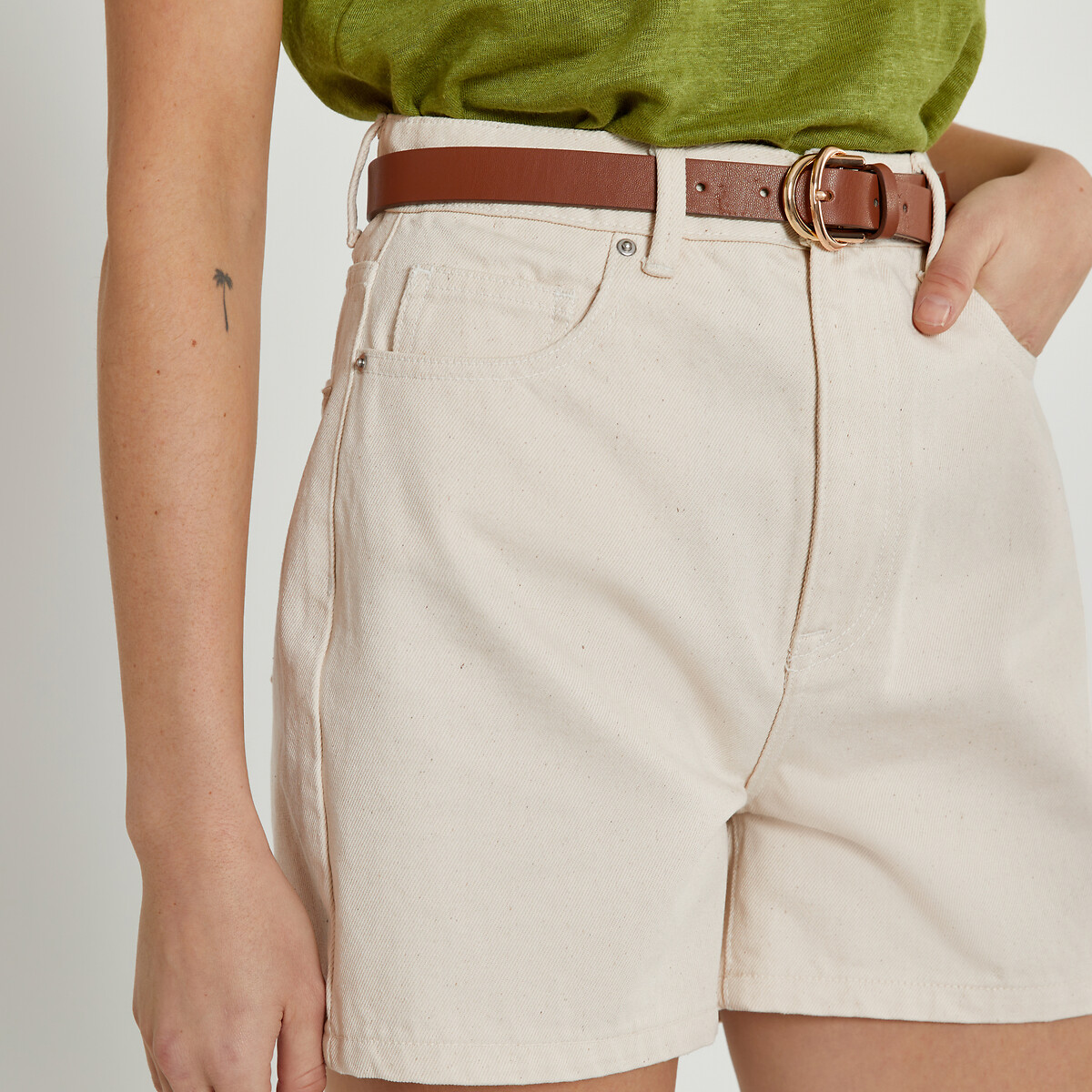 COLEÇÃO LA REDOUTE<br>Shorts jeans, cintura alta