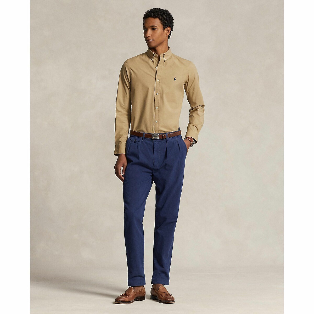 POLO RALPH LAUREN<br>Camisa ajustada em popeline elástica