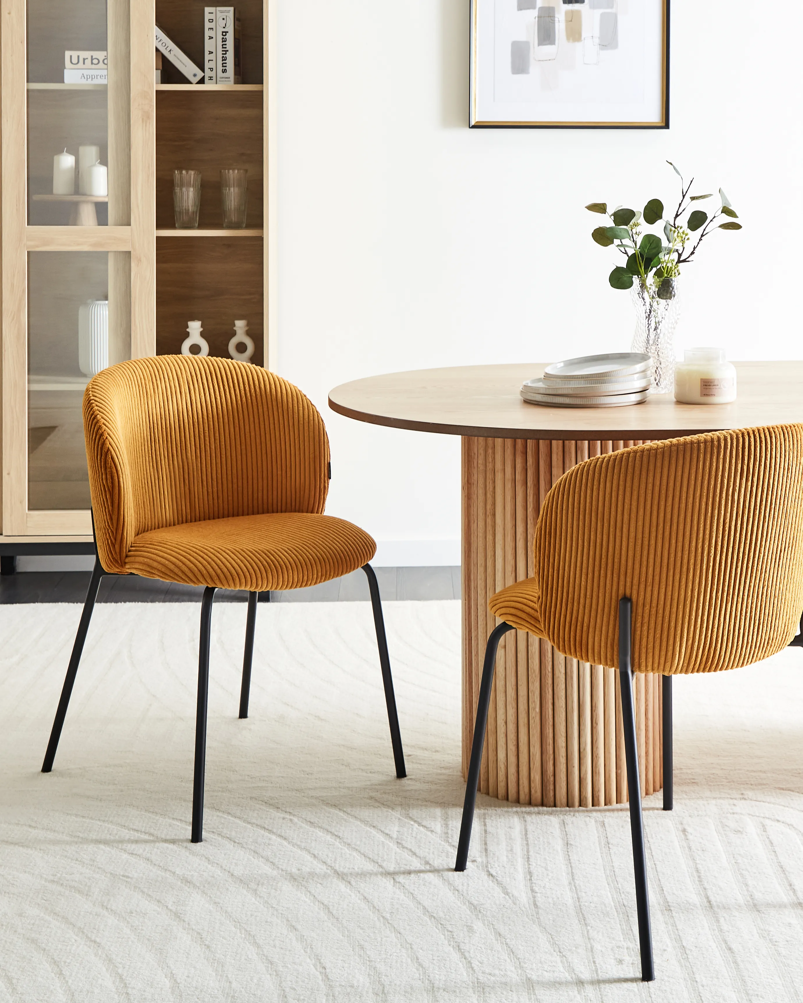 Set van 2 eetkamerstoelen MILES Corduroy Oranje