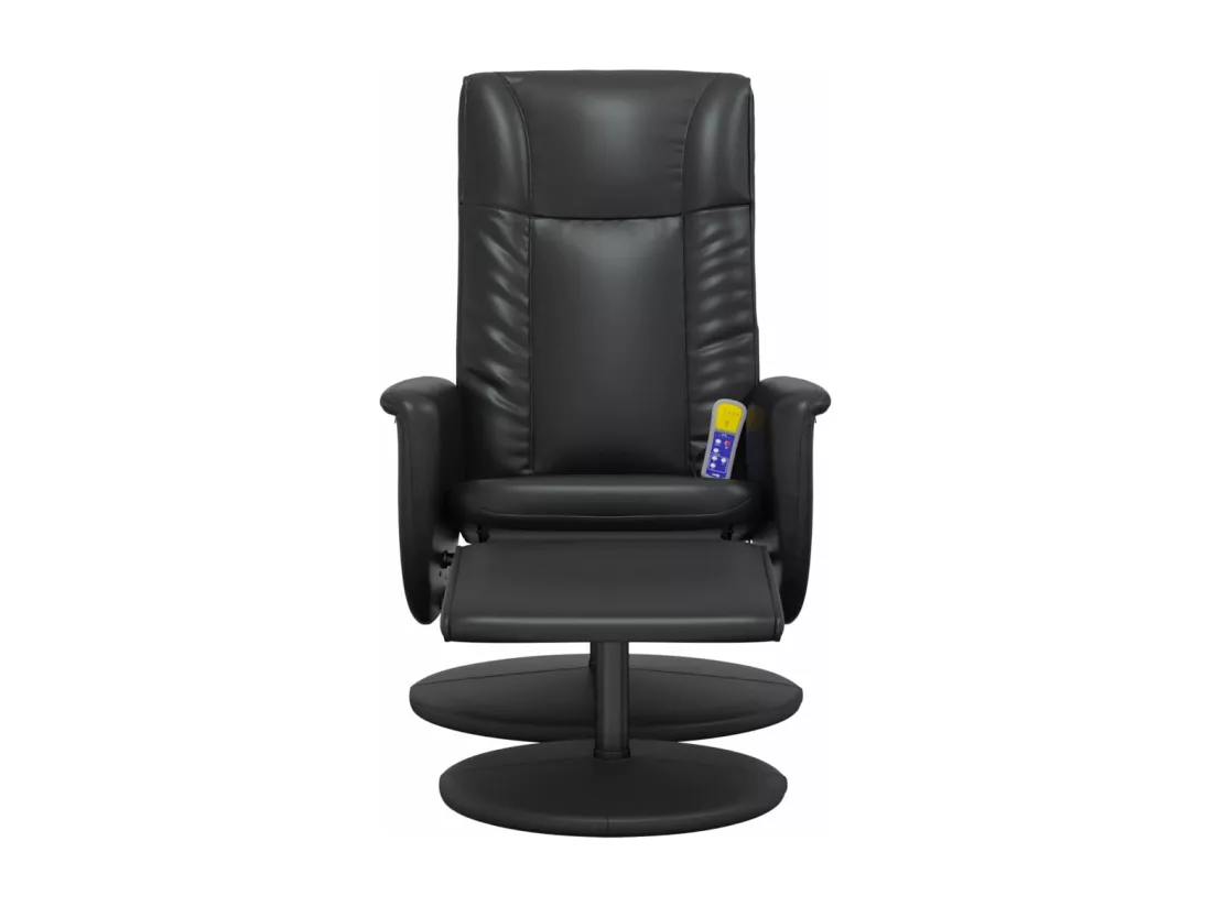 Fauteuil inclinable massant avec repose-pied noir similicuir