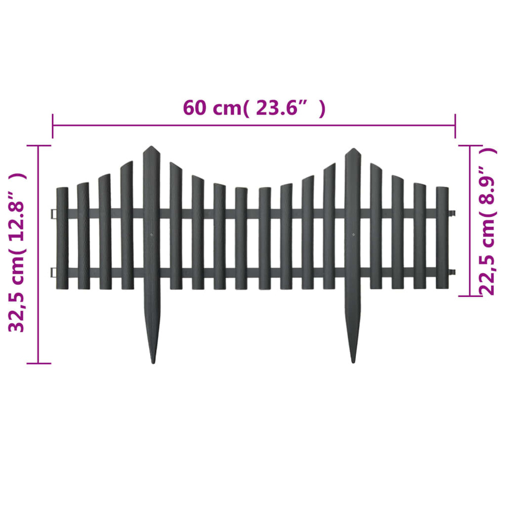 Bordures de pelouse 17 pcs anthracite 10 m pp