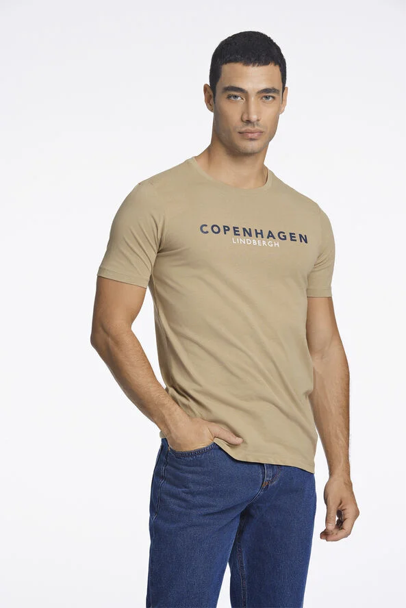 Lindbergh Copenhagen print tee S/S Mid sand