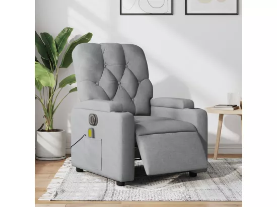 Fauteuil de massage inclinable électrique gris clair tissu