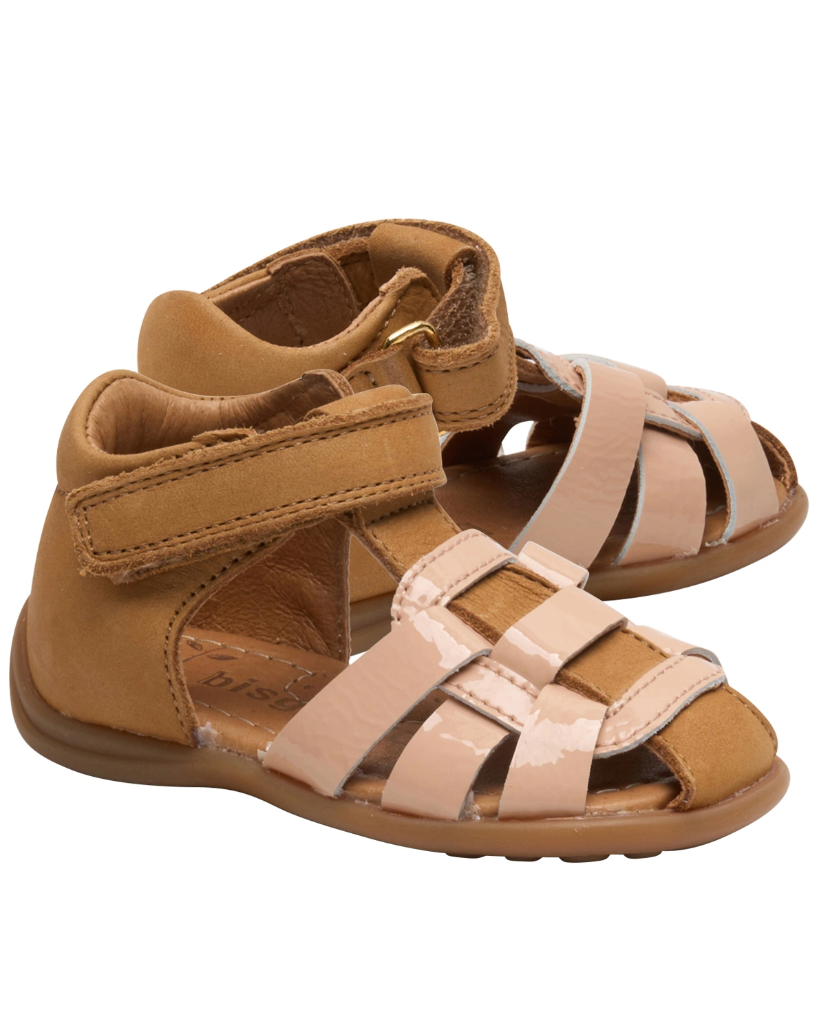 Lauflern-Sandalen JESSIE mit Zehenschutz in cognac