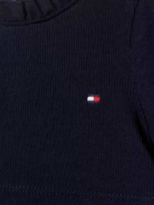 Vestido curto essencial com gola de babados