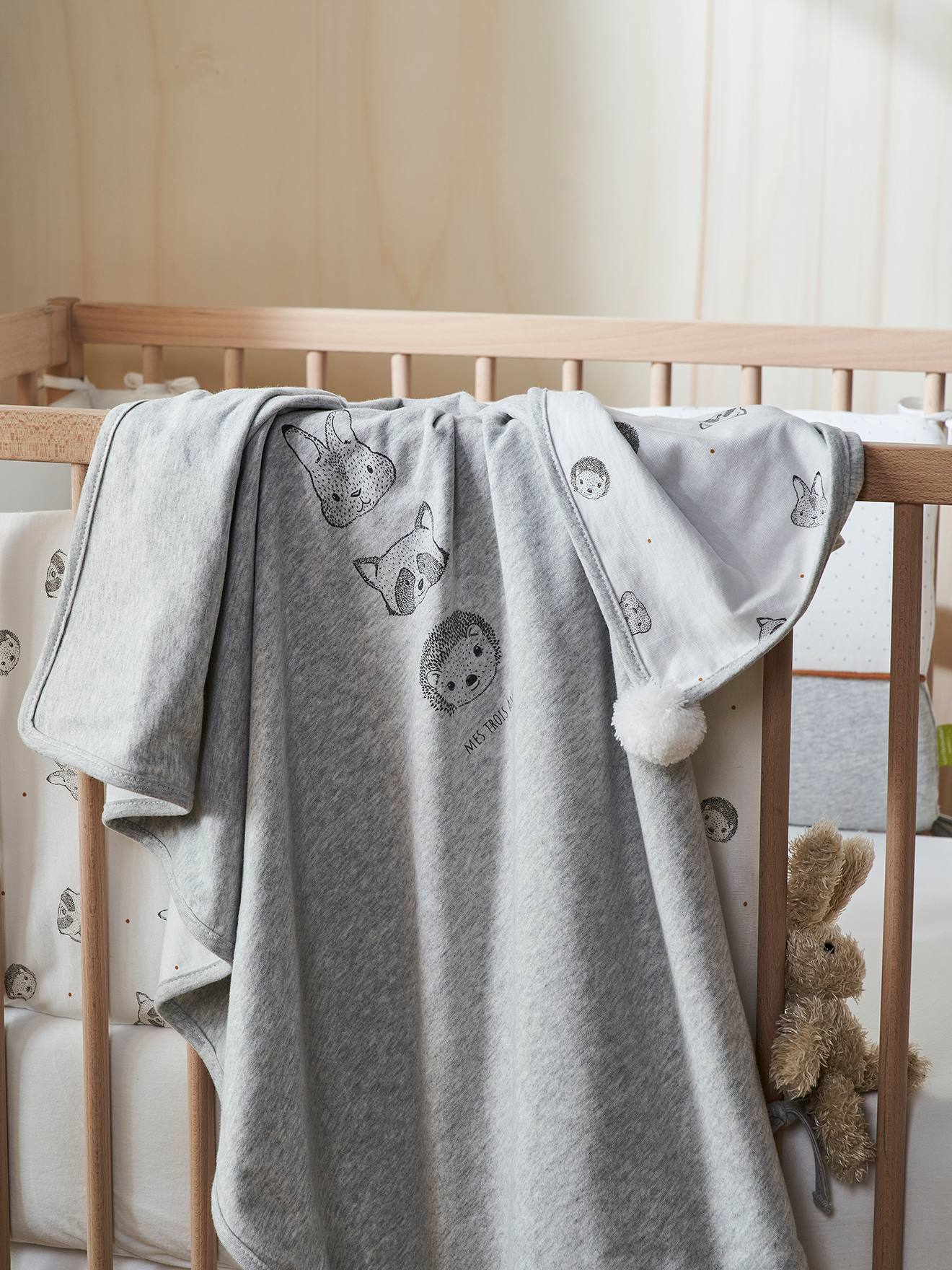 Manta de bebê em algodão orgânico* Mini Company, branca clara lisa com estampas