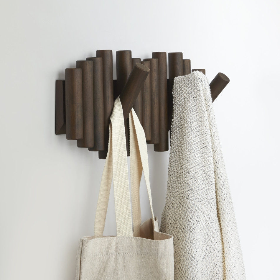 Wandkapstok Umbra Picket 5 haken walnoot hout