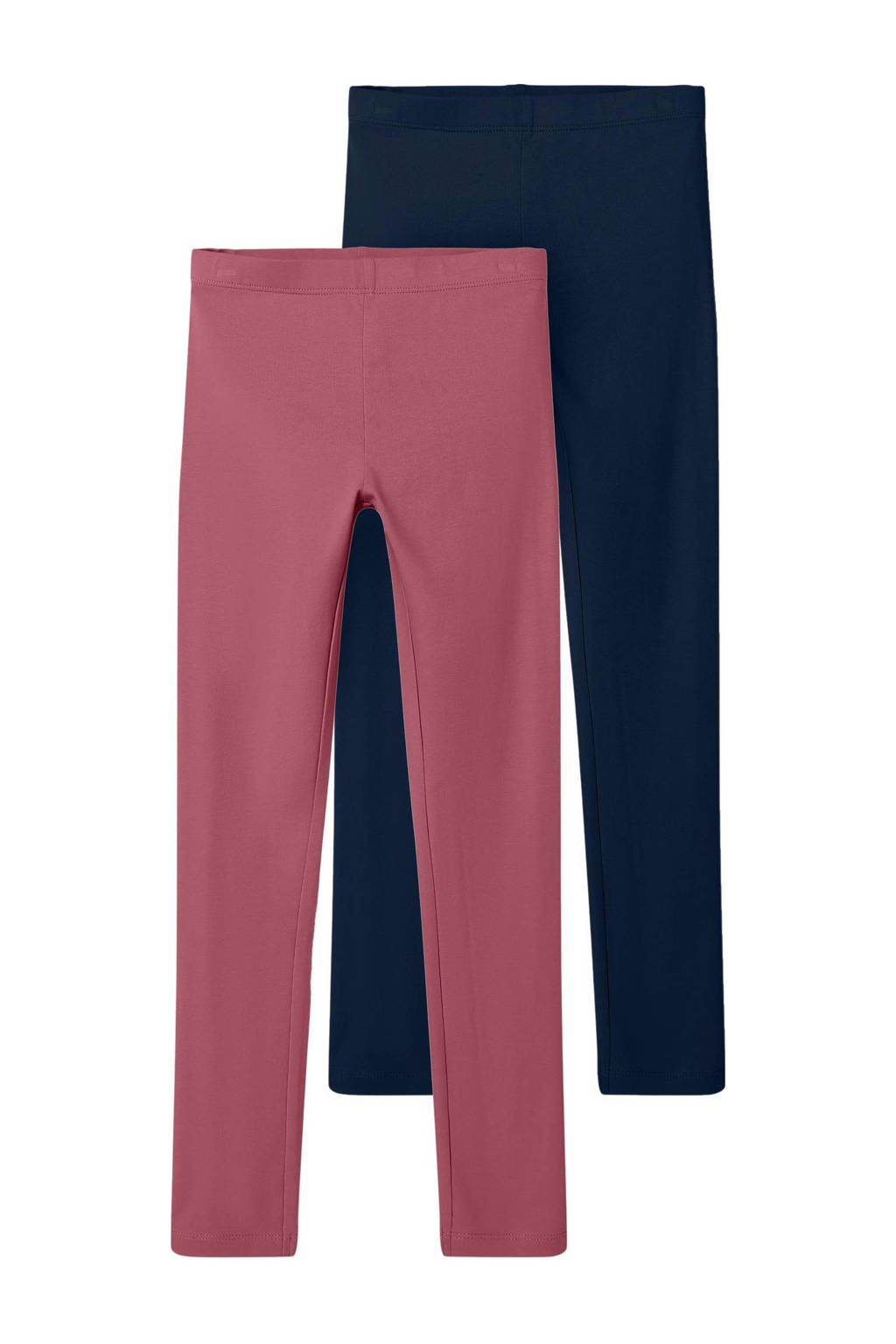 NAME IT legging - set van 2 donkerroze/zwart