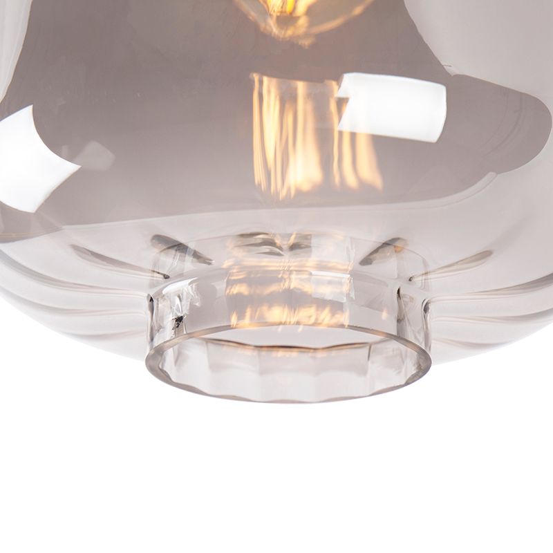 Design plafondlamp zwart met smoke glas - Qara