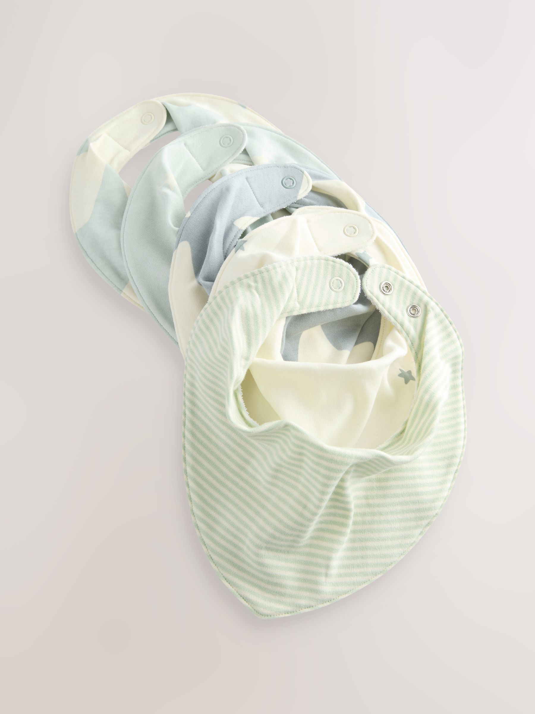Groen sterrenprint - 5 Pack Dribble Baby 100% Cotton Bibs