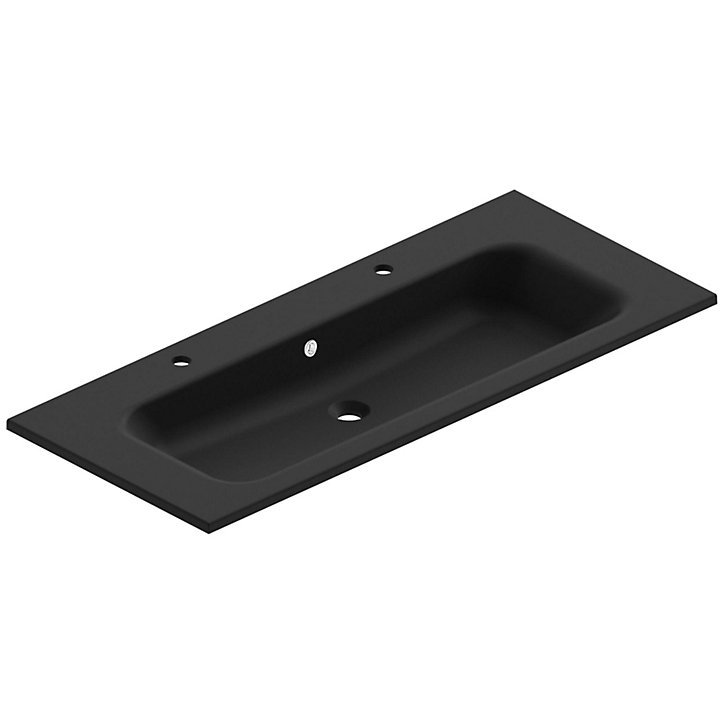 Meuble sous vasque à suspendre Pura noir 120 cm + plan vasque en résine noir