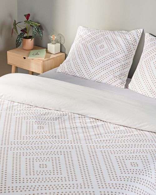 housse de couette coton doux 240x200/220 boho taupe et noir