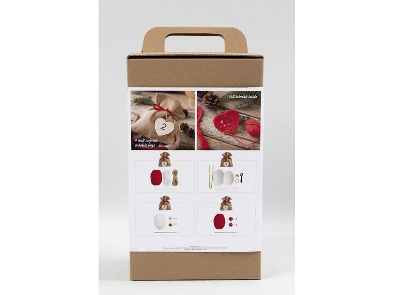 Creativ Company Adventskalender Bastelset Häkeln, 4 Stück Adventskalender mit neuen Bastelprojekten