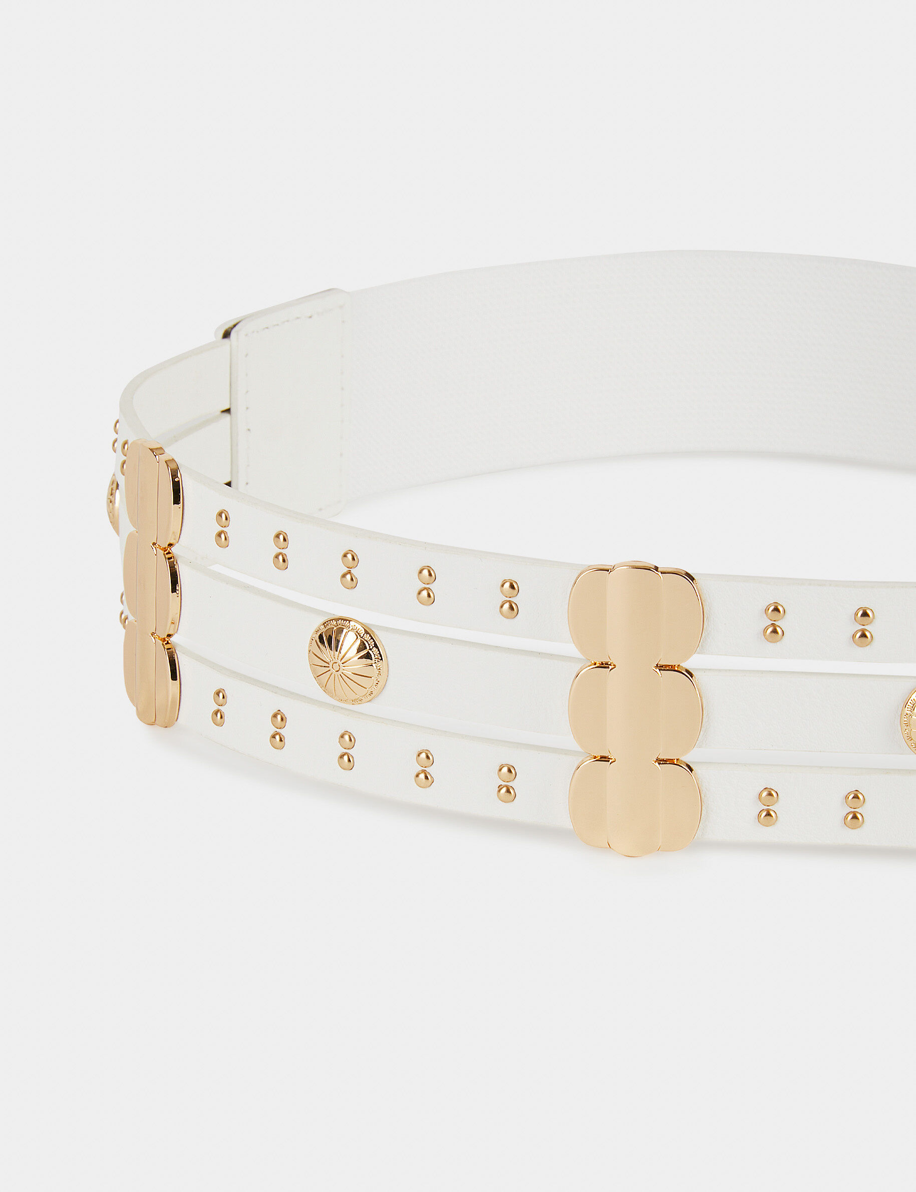 Ceinture élastiquée avec clous blanc femme - blanc