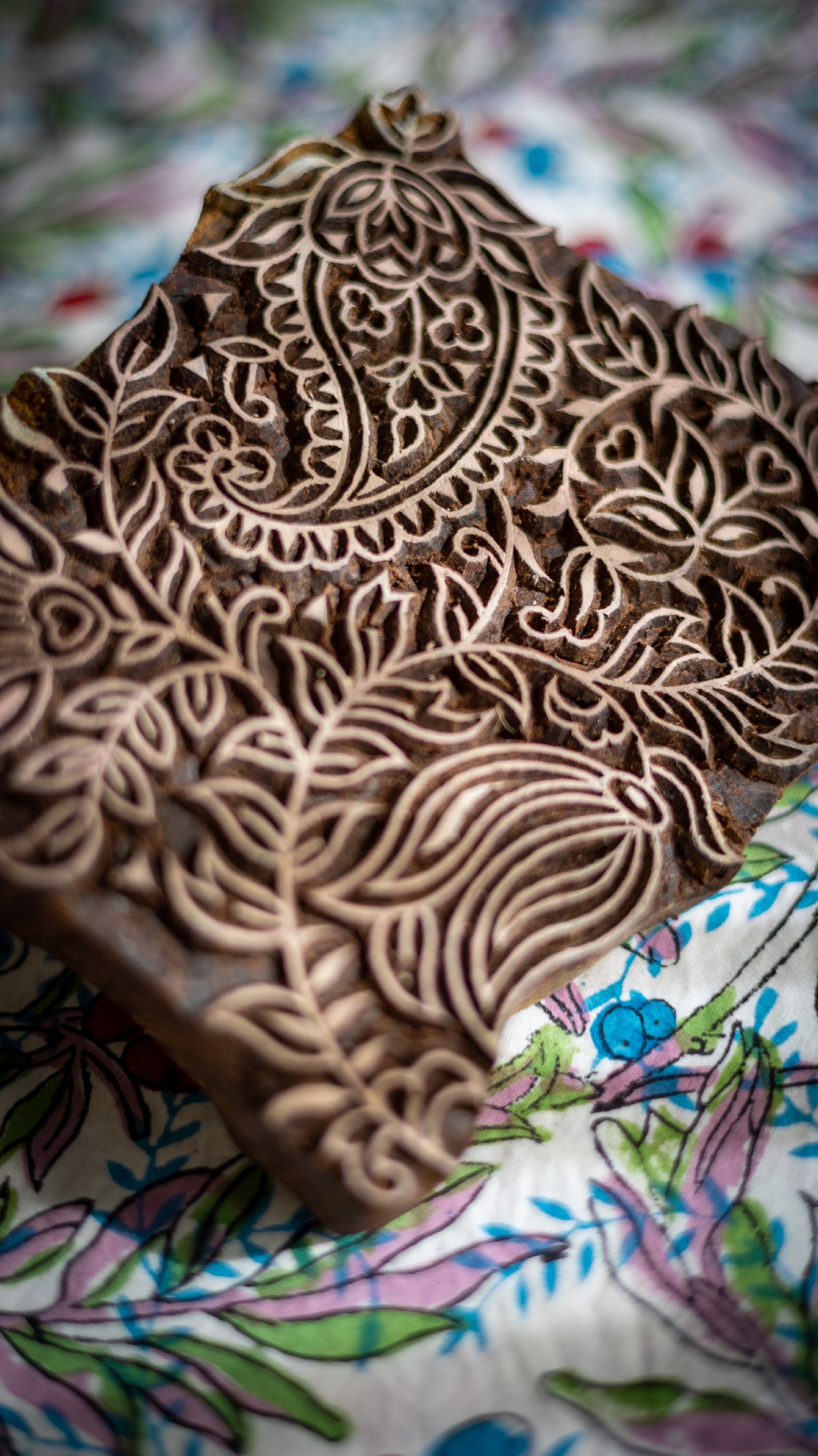 Holzstempel 'Paisley', handgeschnitzt, B 12 cm, H 14,5 cm günstig bestellen
